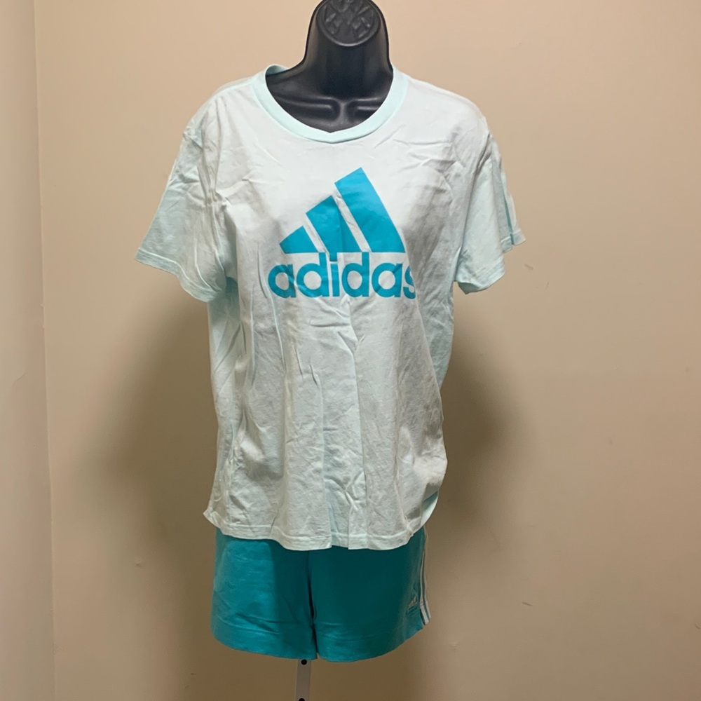 Adidas Aqua Blue Tee and Shorts Set